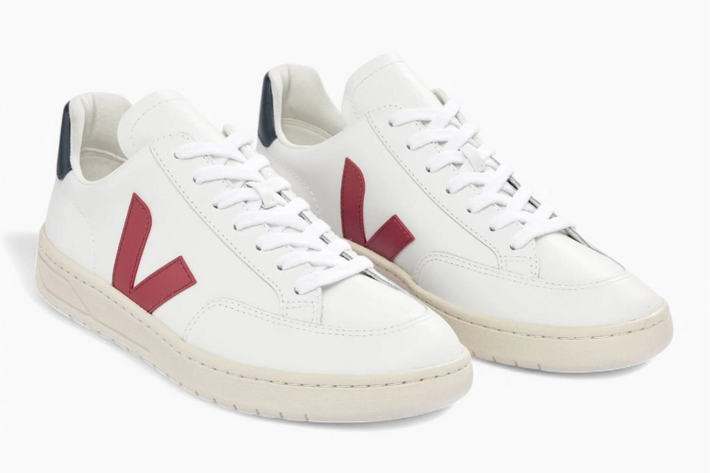 V-12 Leather White -Red Black