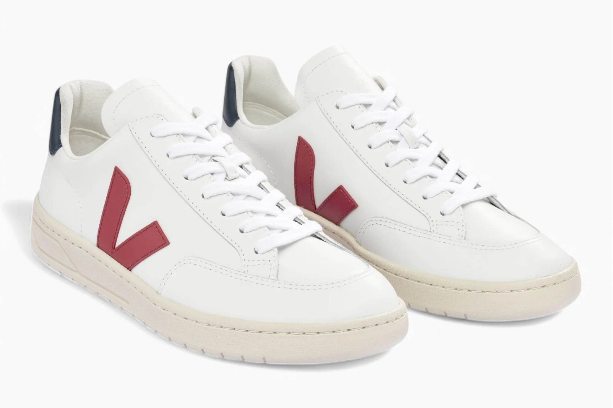 V-12 Leather White -Red Black