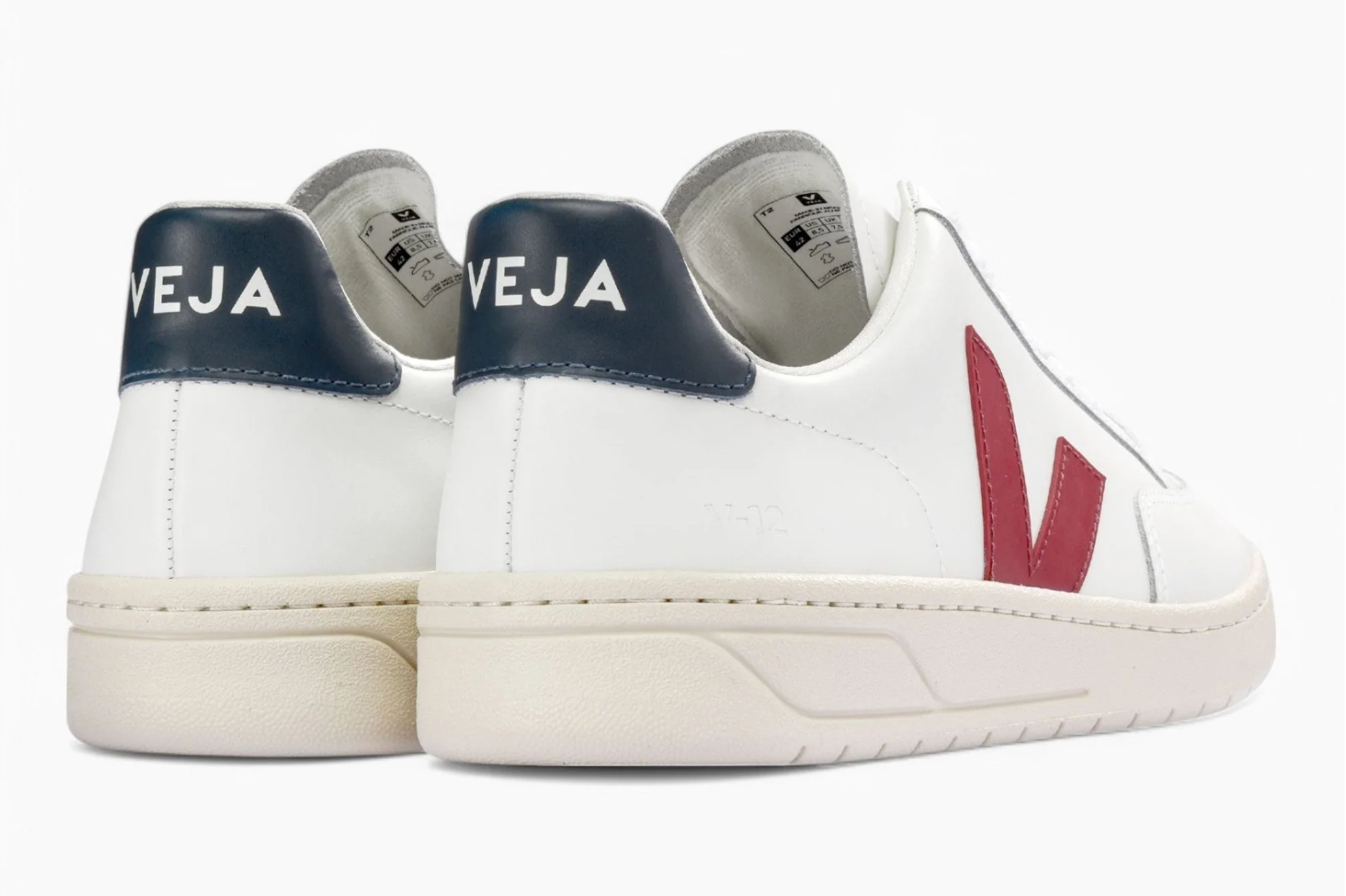 V-12 Leather White -Red Black