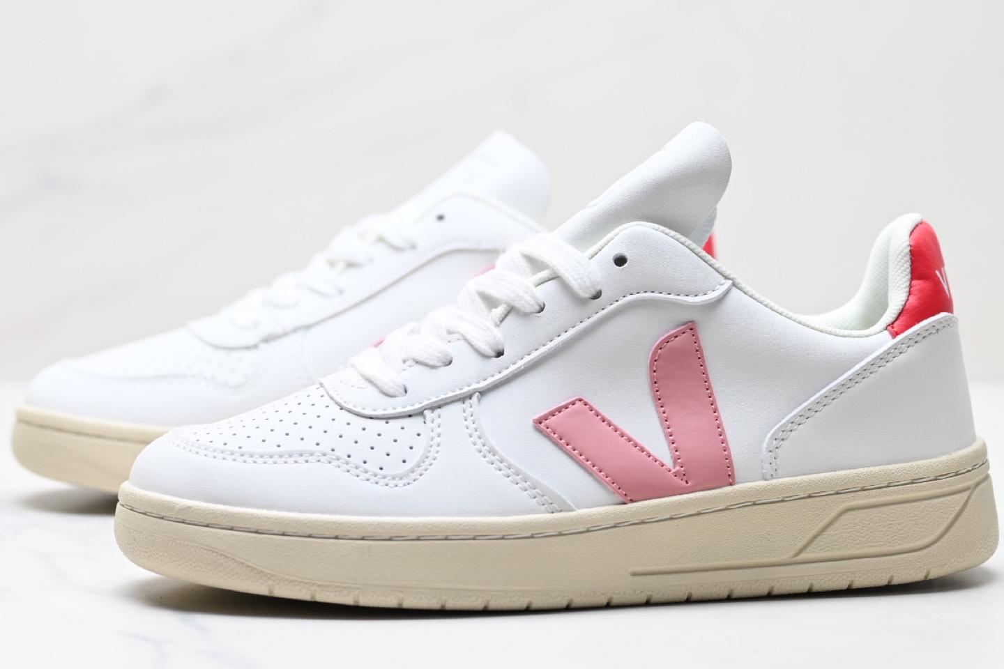 V-12 LEATHER WHITE PINK RED