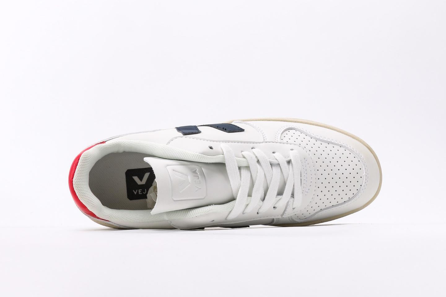 V-12 LEATHER WHITE-BLACK RED
