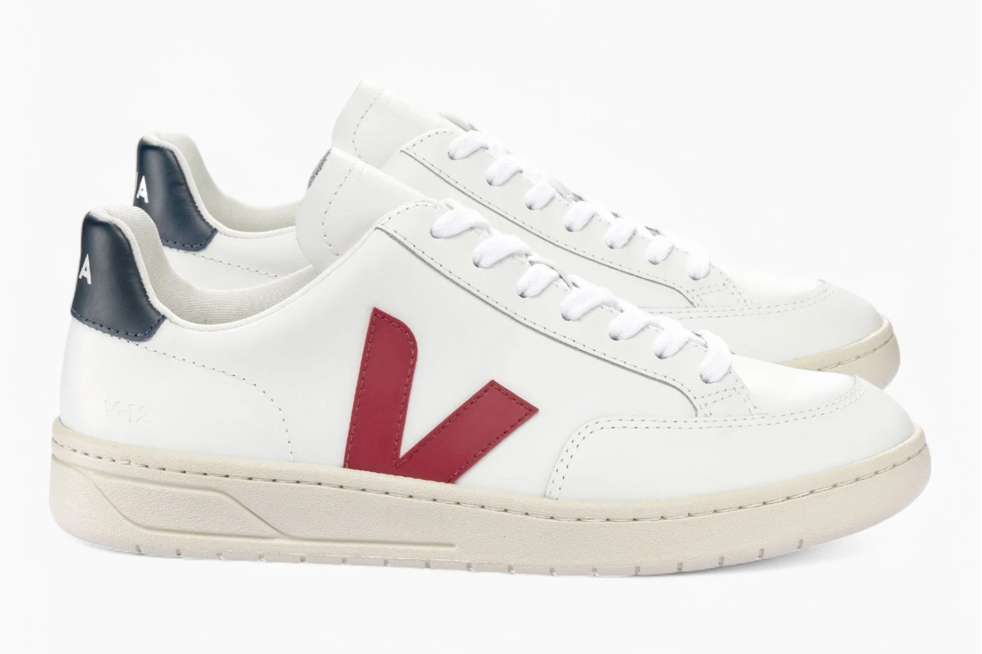 V-12 Leather White -Red Black